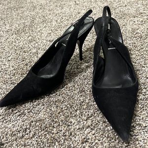 Prada black suede heels